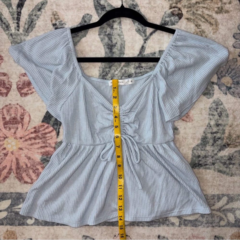 Altar'd State Light Blue Ruched Blouse - Picture 4 of 7